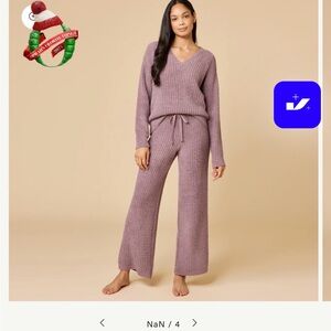 Cozy V-Neck Knit Lounge Set in Mauve